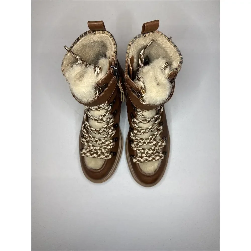 Circus by Sam Edelman Women's Gretchen Shearling Hiker Boots, Brown, Size 6.5